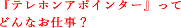 『テレホンアポインター』ってどんなお仕事？